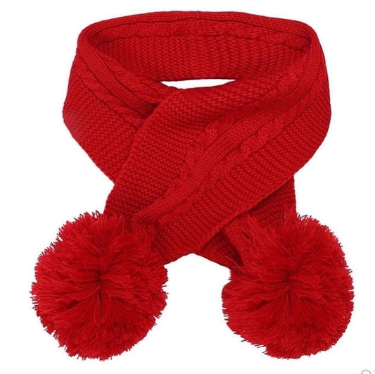 Double Pom knit scarves - Red