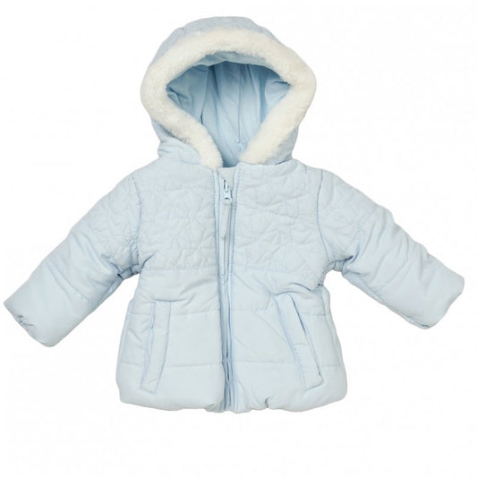 Baby boys coat with faux fur trim & star quilting