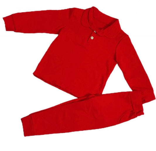 Boys 2PC Smart Red Polo Sweatshirt Set