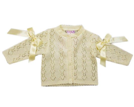 Yellow cardigan with bows - 0-9 months