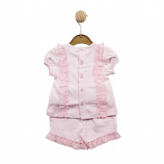 Mintini baby girls pink two pick shorts & top sets -