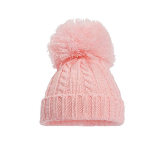 Baby pink Pom Pom knit hats NB-6months