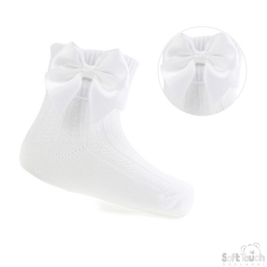 Spanish girls socks with bow detail - WHITE