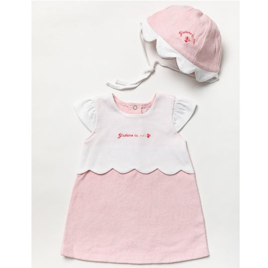 Baby girl spanish 2PC Dress & hat sets pink/white