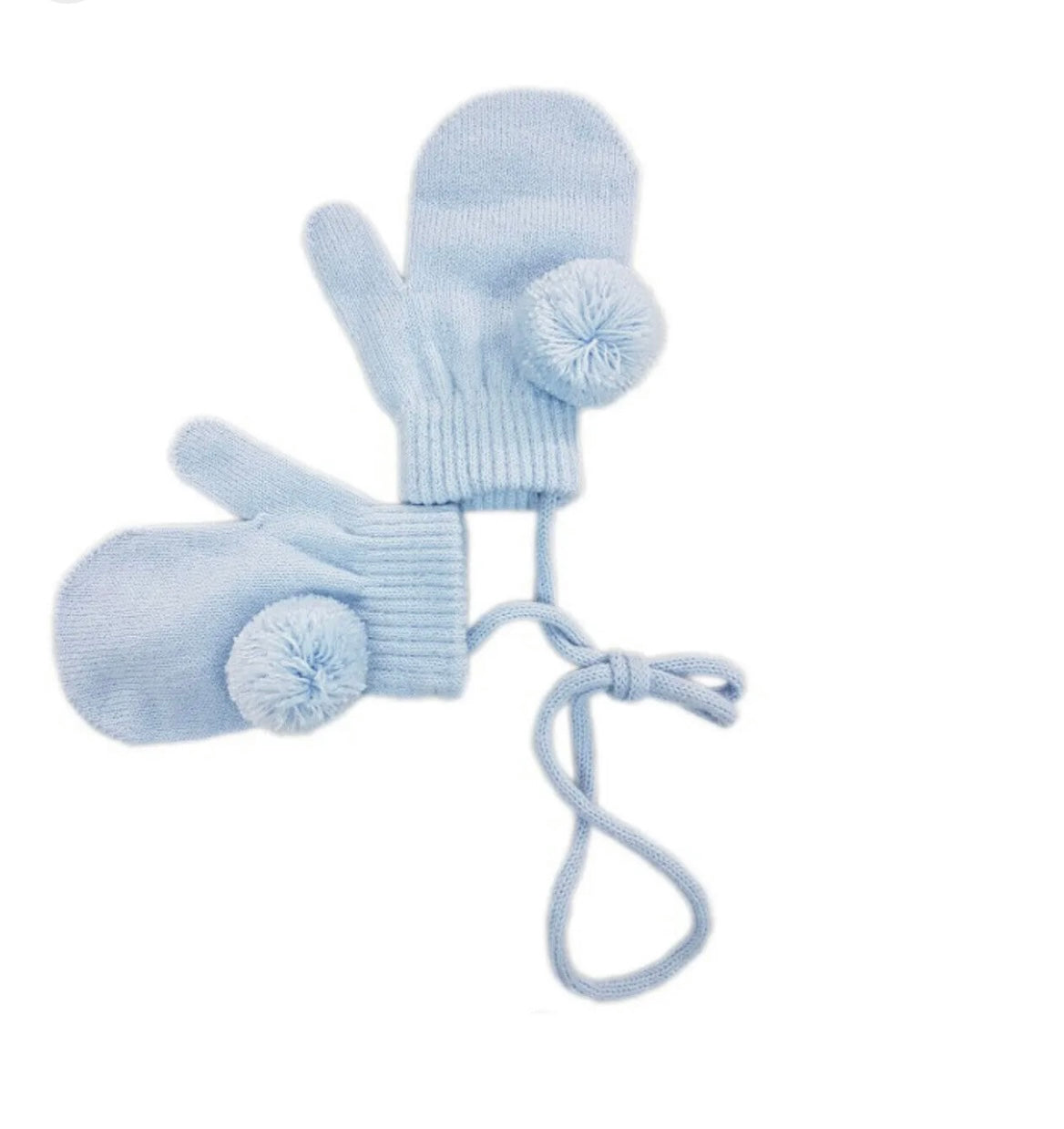 Pesci baby winter mittens connected with poms boy & girl