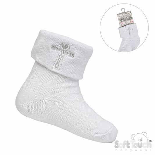 Socks with silver cross (0-12months)