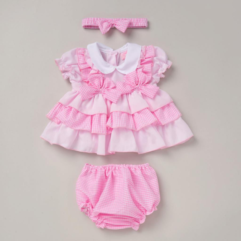 Gingham Bows & Frills Dress Set By Rockabye-baby